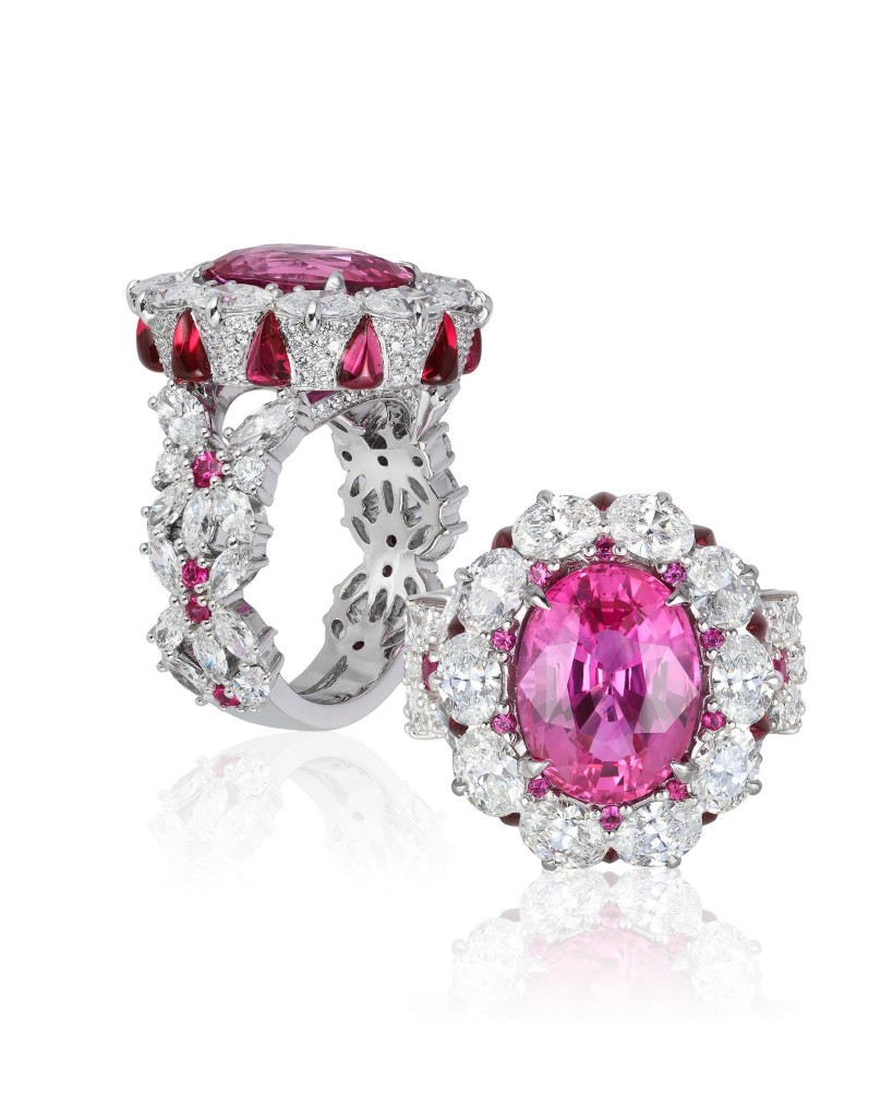 CAROLINE CHARTOUNI Platinum ring - Pink sapphire - Diamonds