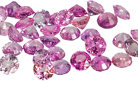 lot pink sapphires - saphirs roses