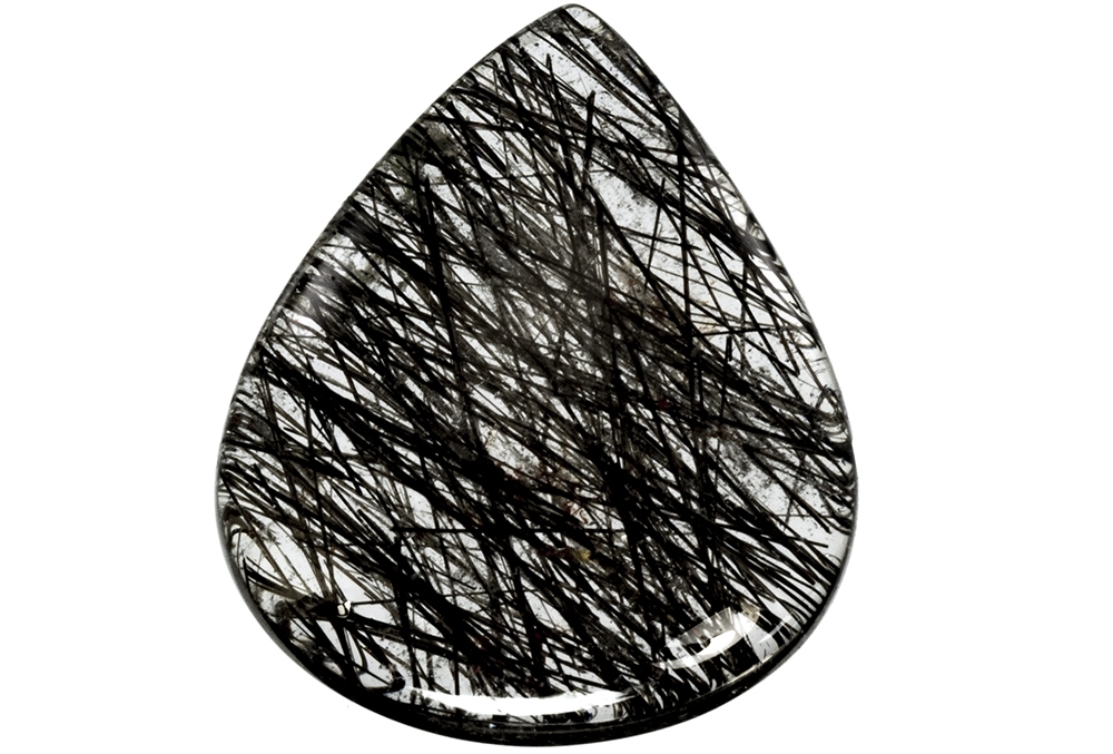 Quartz - tourmaline noire - plaque cabochon 19.36ct
