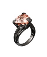 AKILIS-ring Cruella-morganite-diamonds-gold-black rodium