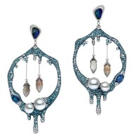 AUTORE-collection Fire & Ice Antarctica- earings-labradorite-tourmaline paraiba-black opal-diamonds