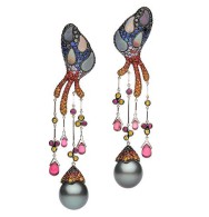 AUTORE-earings collection Fire and Ice-tourmaline-pearls-diamonds-sapphires-black opal