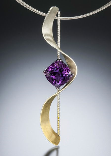 Accento pendant amethyst & F-G VS diamond to canary diamond, ADAM NEELEY