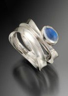 Aloe Vera Ring with Moonstone, moonstone, sterling silver, Adam NEELEY