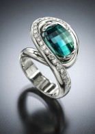 Aria Ring with tourmaline, 5.37 ctw tourmaline & .38 ctw F-G VS diamonds in 14kt white gold, Adam NEELEY