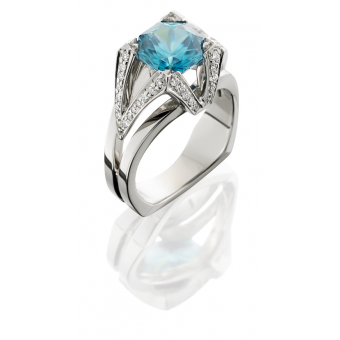 Aurum Gents Collection Blue Zircon Ring -diamonds
