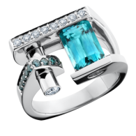 Aurum Spectrum of Color Collection Radiant-Zircon-white and blue diamonds