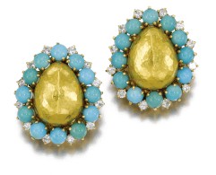 BELPERRON Suzanne-turquoises-diamonds-gold-earings