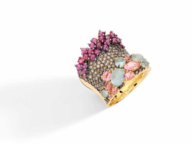 BRUMANI-Baobab  collection-brown diamonds- Aquamarines-rubies-pink tourmaline