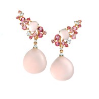 BRUMANI-Diamants-quartz rose-Rubellite tourmaline-diamonds-pink quartz-earrings-Baobab collection