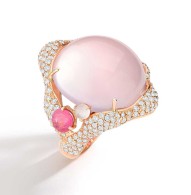 BRUMANI-Rubellite tourmaline-diamonds-pink quartz-ring-Baobab collection
