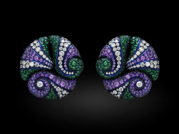 CARNET-Enchanting Ocean Earrings, Amethyst, Sapphires, Emeralds, diamonds