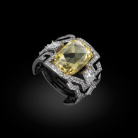 CARNET-Fancy Diamond Delight Ring, yellow diamond, white diamonds