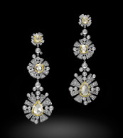 CARNET-Sparkling Soleil Earrings, white diamonds, yellow diamonds, 18K yellow and white gold