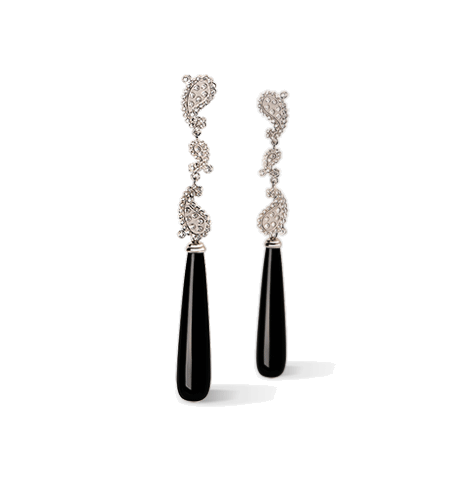 CARREA Y CARREA-Aqua Earrings-onyx-diamonds