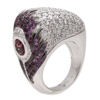 CARREA Y CARREA-Ring Tourmaline- Diamond-white Gold Peacock
