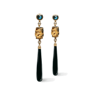 CARREA Y CARREA-Xian Earrings-blue topaz-onyx-diamonds