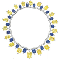 CARTIER-1957-blue-yellow sapphires necklace-diamonds
