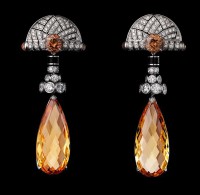 CARTIER-African Influences-High Jewelry Earrings-Platinum-Imperial topaz-diamonds