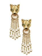 CARTIER-Gold-Diamond-Emerald-Panthère-Pendant-Earclip