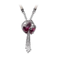 CARTIER-High Jewelry Caresse d'orchidées Necklace -rubellite, cultured freshwater pearls, black lacquer,diamonds