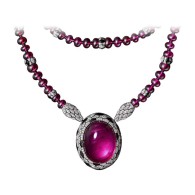 CARTIER-High Jewelry  Necklace  Brooch - platinum, rubellites, onyx, emeralds, diamonds