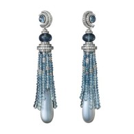 CARTIER- Panthère collection, eaarings-moon stones-aquamarines, diamonds
