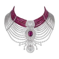 CARTIER-Reine Makéda necklace in platinum,  ruby -diamonds -rubies