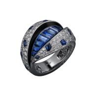 CARTIER- Royale collection, ring-sapphire-black laquer-diamonds-platinium