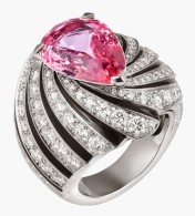 CARTIER-Solar Ring-10.04-carat padparadscha sapphire-black lacquer-diamonds