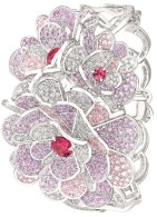 CHANEL-Camélia Origami bracelet -diamonds-pink sapphires-purple sapphires-pink spinels