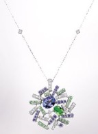 CHAUMET-Le Grand Frisson pendan-diamonds-violet sapphires-tsavorite garnets-tanzanite