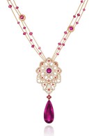 CHOPARD-Byzantine Collection , yellow gold necklace, diamonds, rubellite