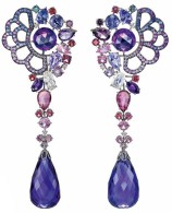 CHOPARD-Disney collection Belle earrings, White gold, ftanzanites, sapphires, amethysts, diamonds, Chopard©