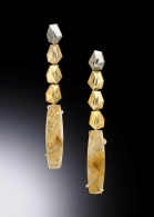 Charisma earrings rutilated quartz & F-G VS diamonds with 9-18 kt gold, ADAM NEELEY