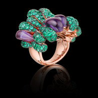 DE GRISOGONO-Collection Gocce-ring-pink gold-emeralds-amethysts