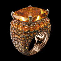 DE GRISOGONO- Collection Melody of Colours-ring-yellow gold-Citrine-spessartite-diamonds-sapphires