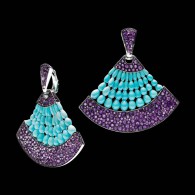 DE GRISOGONO- earrings-Collection Melody of Colours-white gold-Turquoise-Améthysts