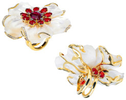 DIOR-ring-mother of pearl-Congo Andesine-diamonds