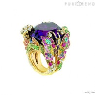 DIORincroyables et Merveilleuses collection-Paradise's Butterflies ring- diamonds, améthyst-emerald-tsavorites