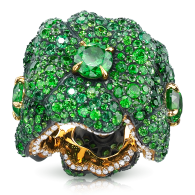 FABERGE-Clover Ring-Demantoide-diamonds