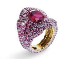 FABERGE-Vagabonde ring-spinel-rose gold-  white and pink diamonds-pink-red sapphires