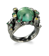 FEI LIU-Dawn Ring-Black Gold-Prehnite-Citrine-Peridot-Diamonds