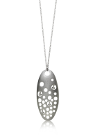 FEI LIU-Drops Oval Pendant-Rhodium-White Topaz