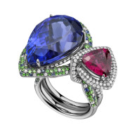FEI LIU-Tanzanite-Rubellite-Bespoke collection-diamond-sapphires-green garnets