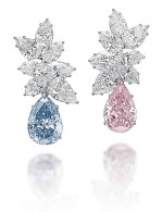 GRAAF-coloured diamond ear pendants-Fancy blue-Vivid pink-Christies Magnificent Jewels auction-Geneva-selling tro Laurent Graas for $15.82million