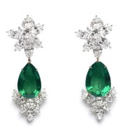 HARRY WINSTON-Vintage Diamond-Emerald Chandelier Earrings