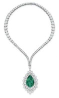 HARRY WINSTON-emerald-diamond-pendant neckalce