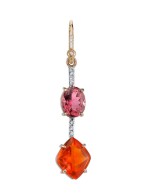 IRENE NEUWIRTH-Rose Tourmaline-Fire Opal-Single Earring