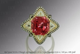 IVY-Red Spinel -diamonds-gold